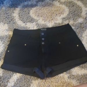Black denim shorts